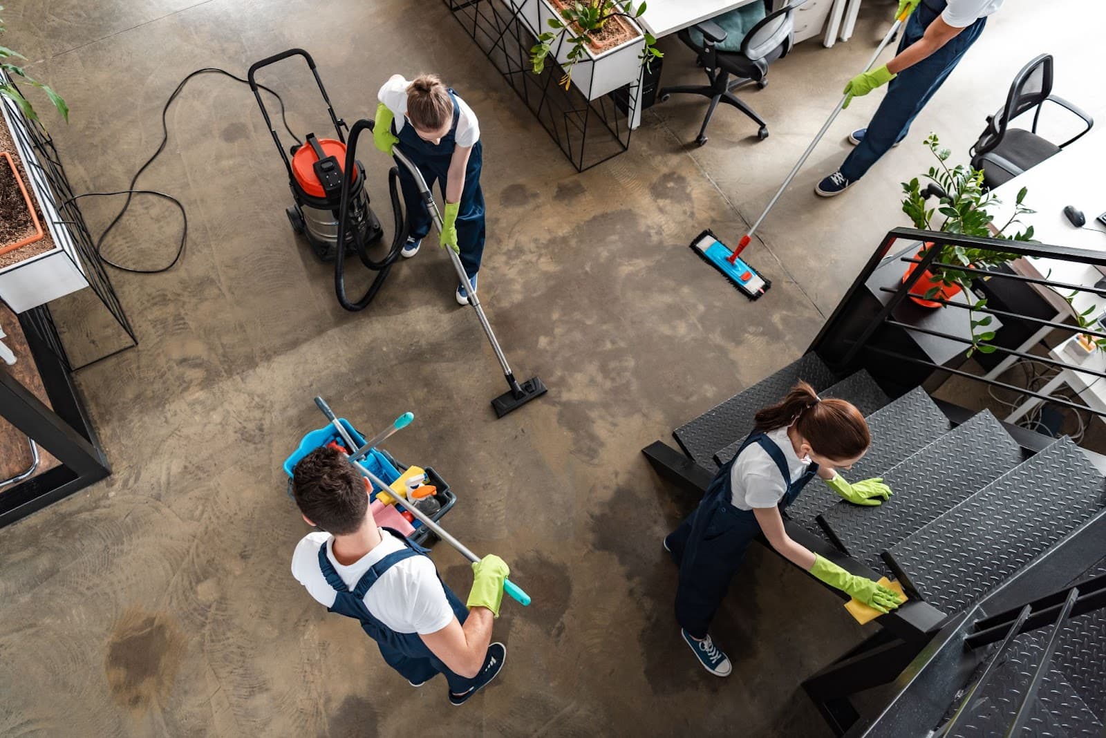 People cleaning an office