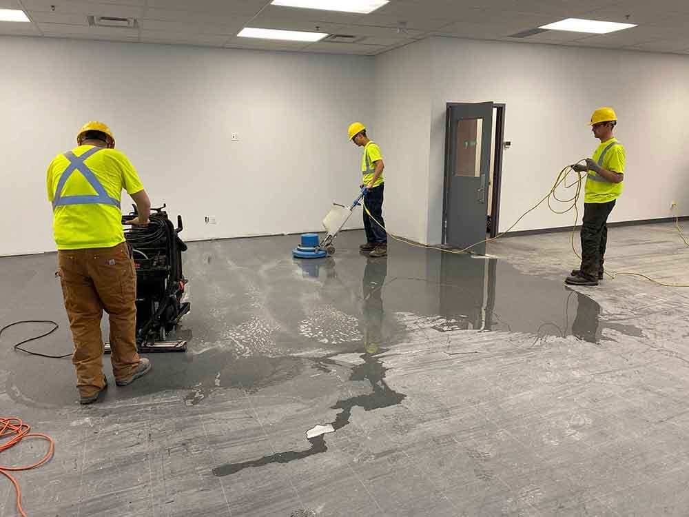 Cleaning floors after construction