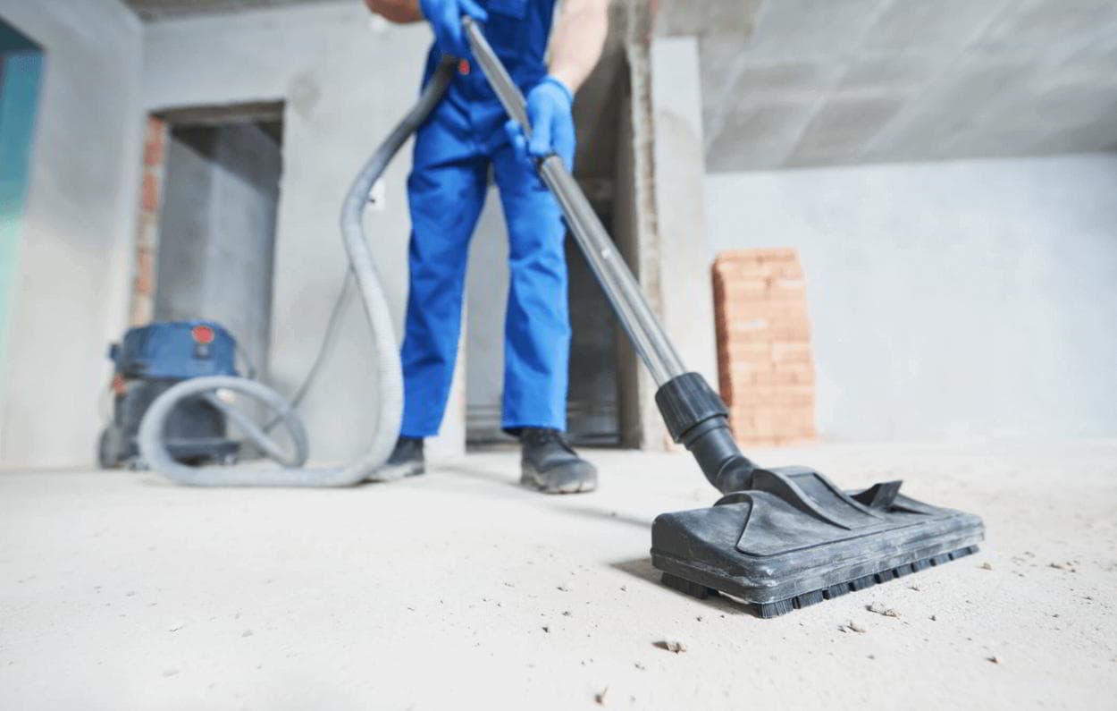 Vacuum the floor after construction