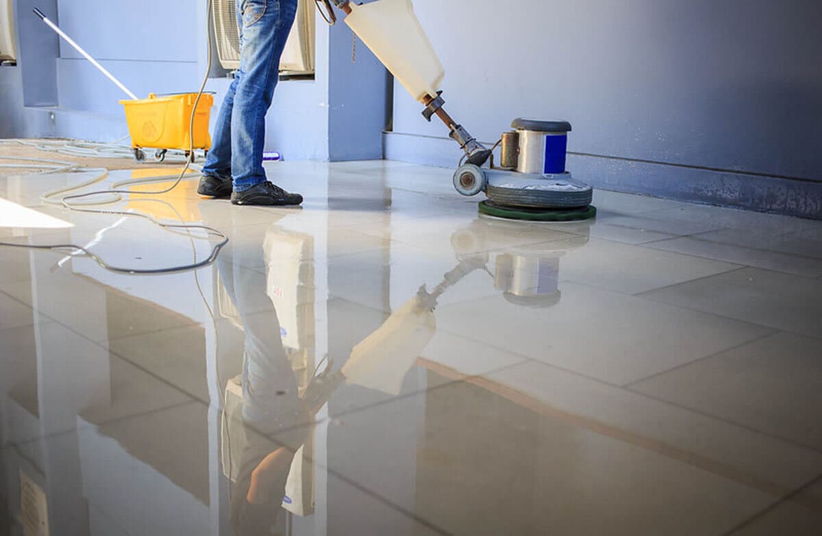 Polishing floors after construction